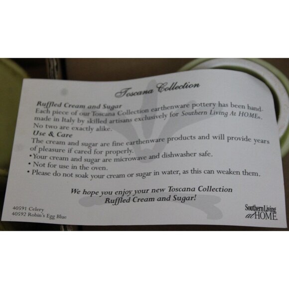 Southern Living Toscana Collection Ruffled Cream & Sugar Set Celery Green #40591 - Picture 11 of 11
